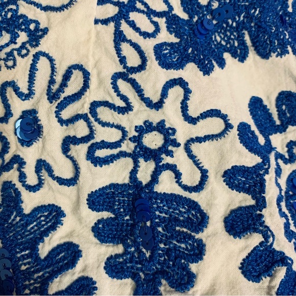 Anthropologie Moulinette Soeurs Embroidered Sequin Pencil Skirt Feminine Floral - Picture 13 of 14